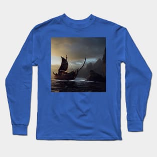 Viking Raiders on Longships Long Sleeve T-Shirt